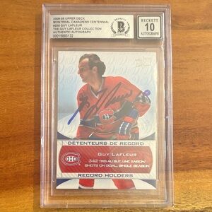 Guy Lafleur Signed Montreal Canadiens Autographed Hockey Card - Beckett 10